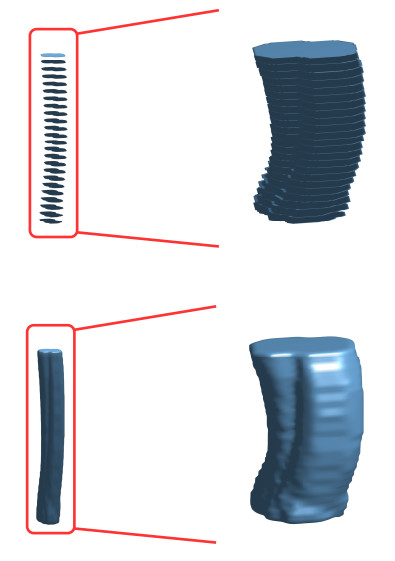 Super-resolution surface reconstruction from few low-resolution slices